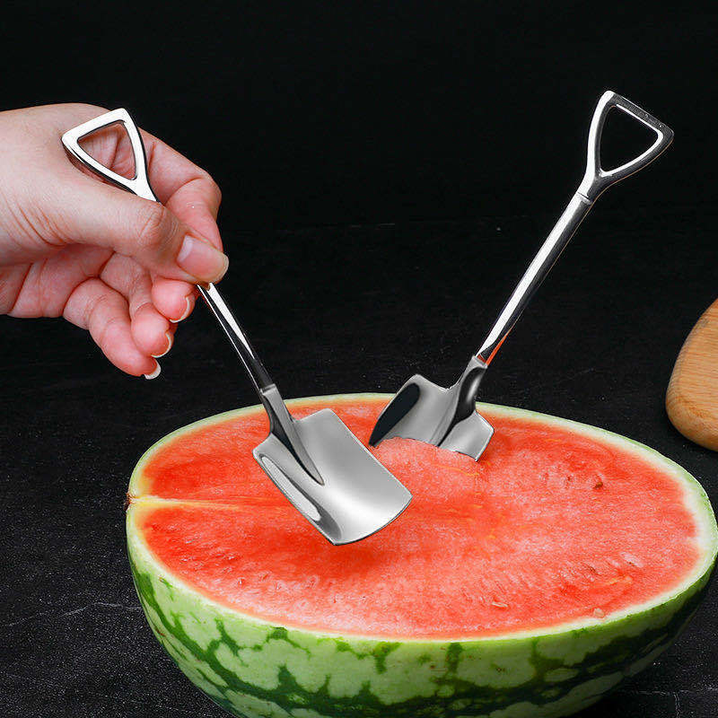 New304 Spoon Spoon Mini Shovel Shape Shape Кофейные ложки торт мороженое десерты совок фруктов арбузы сочки DH004