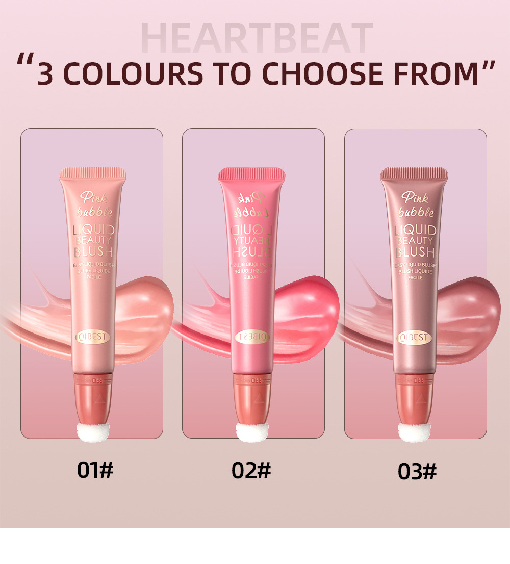 NEW QIBEST Face Blush Liquid Contour With Cushion Applicator Natural Shimmer Finish Moisturizing Creamy Soft Liquid Blush For Cheeks Highlight