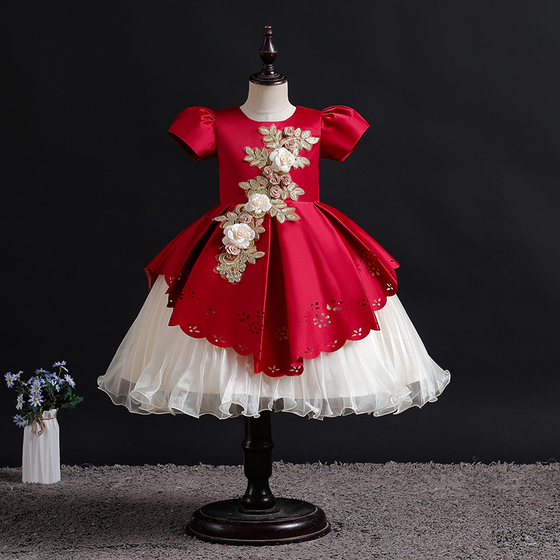 2023 Nya barnkläder 3-12 år gammal tjejklänning Little Princess Kjol Banketklänning Children's Show Kirt Girl Birthday Dress