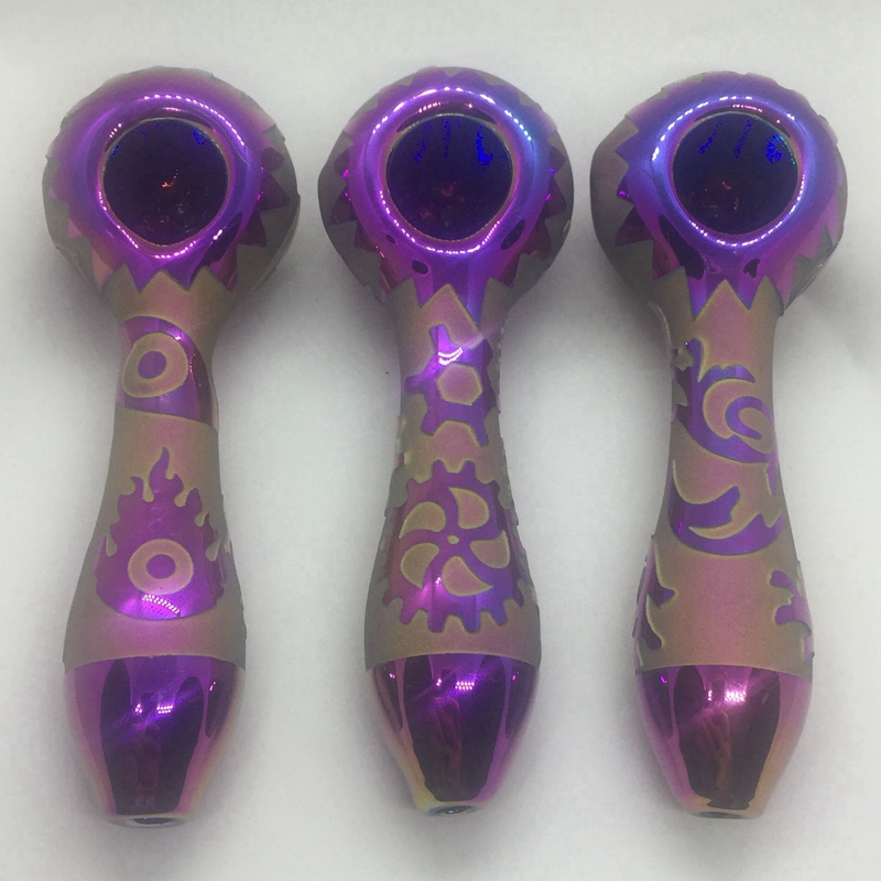 Latest Colorful Rainbow Portable Style Pipes Thick Glass Dry Herb Tobacco Spoon Bowl Filter Oil Rigs Handpipes More Patterns Hand Bong Smoking Cigarette Holder DHL