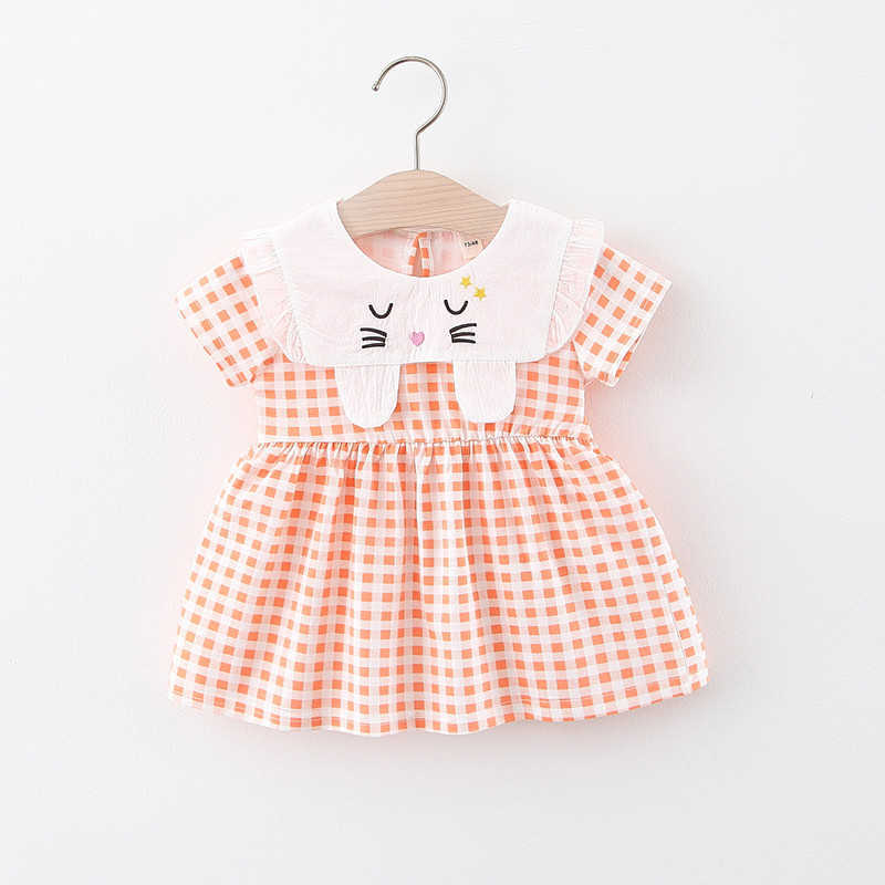 Flickans klänningar ZWY1852 Summer Girls Dresses Short Sleeve Flower Print barn Princess Klänning Baby Children Cotton Casual Style Clothes W0314