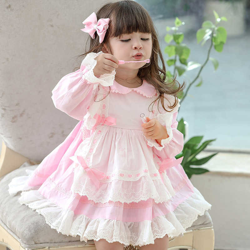 Girl's Dresses Boutique Infant Girls 'Dress 2020 Summer Spanish Court Style Toddler Long Sleeve Cotton Lace Clothes Child Princess High Quality W0314
