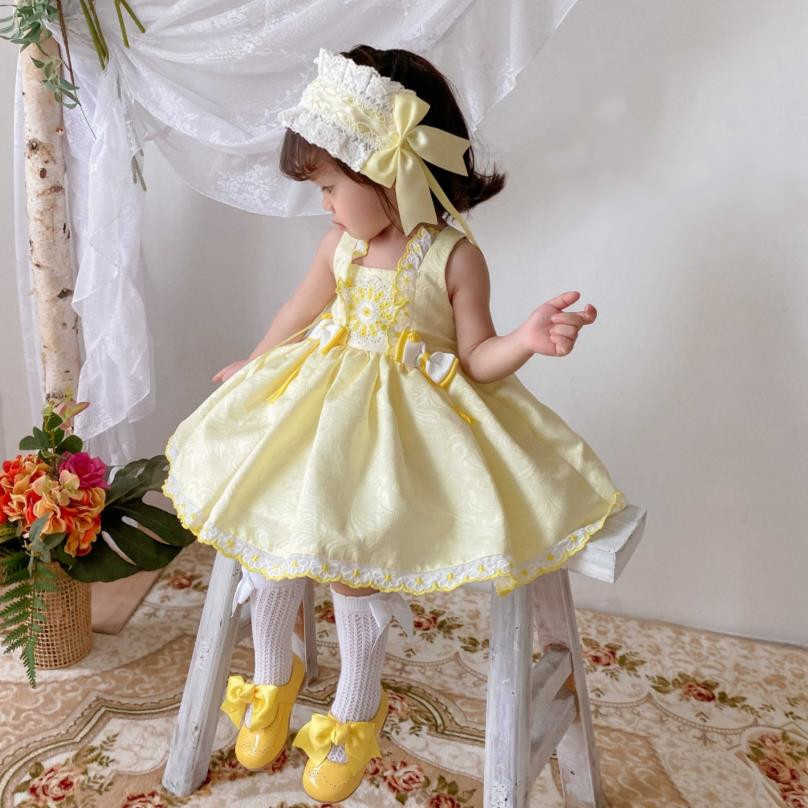 Abiti da ragazza Miayii Abbigliamento bambini Spagnolo Vintage Lolita Ball Gown Cuciture in pizzo Festa di compleanno Pasqua Abiti da principessa carini ragazza A54 W0314