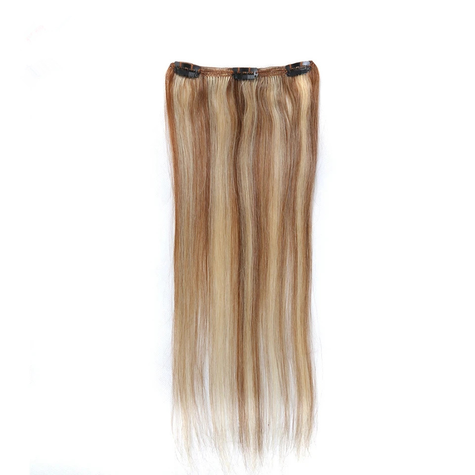 EuropeanAsh Blonde Natural Seamless Clip i hårförlängning för vit kvinna Straight Piano Grey 613 Brasilian 100% Human Remy Hair Top Quality 100g