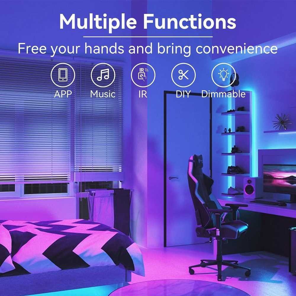 Tiras de LED DC24V RGB LED WiFi Control LED Strip Alexa Home Magic Type para TV Fundo Bluetooth 5050 Luz com P230315 remoto