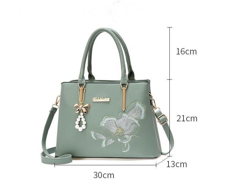 Neue Dame Handtasche Stickerei Damen Totes Bag Mamas große Kapazität Einfache und modische Mamas Umhängetasche Koreanische Version Damen Geldbörse jiu hong se