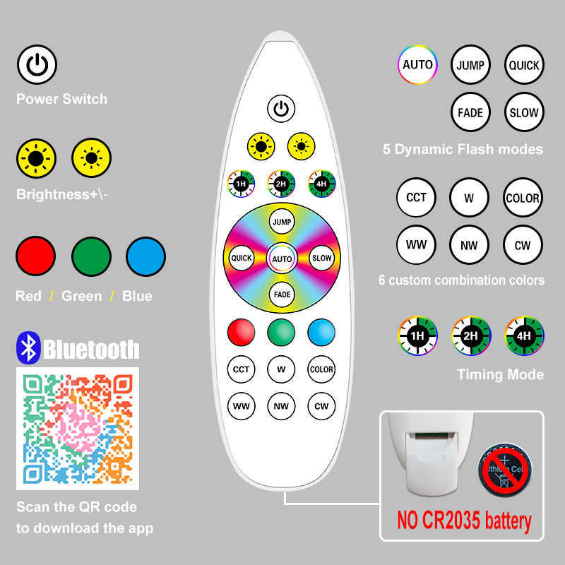 LED 스트립 RGBWW LED 조명 스트립 블루투스 컨트롤러 유연한 RGB 5050 장식 백라이트 램프 야간 조명 침실 P230315