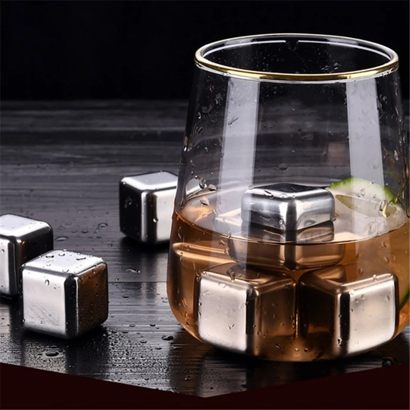 304 Aço inoxidável Whisky Stones Cubes de gelo Magic Vodka Cerveja de vinho Cooler Bar Natural Whisky Rock Sipping Sipping Chiller Tool RL541