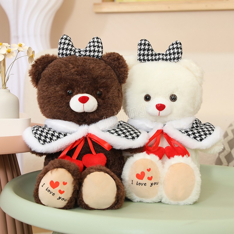 45cm Kawaii Cloak Bow Teddy Bear Plush Toy Stuffed Soft Dressed Up Lovely Bear Pillow Doll Toys for Kids Lovers Valentine Gift