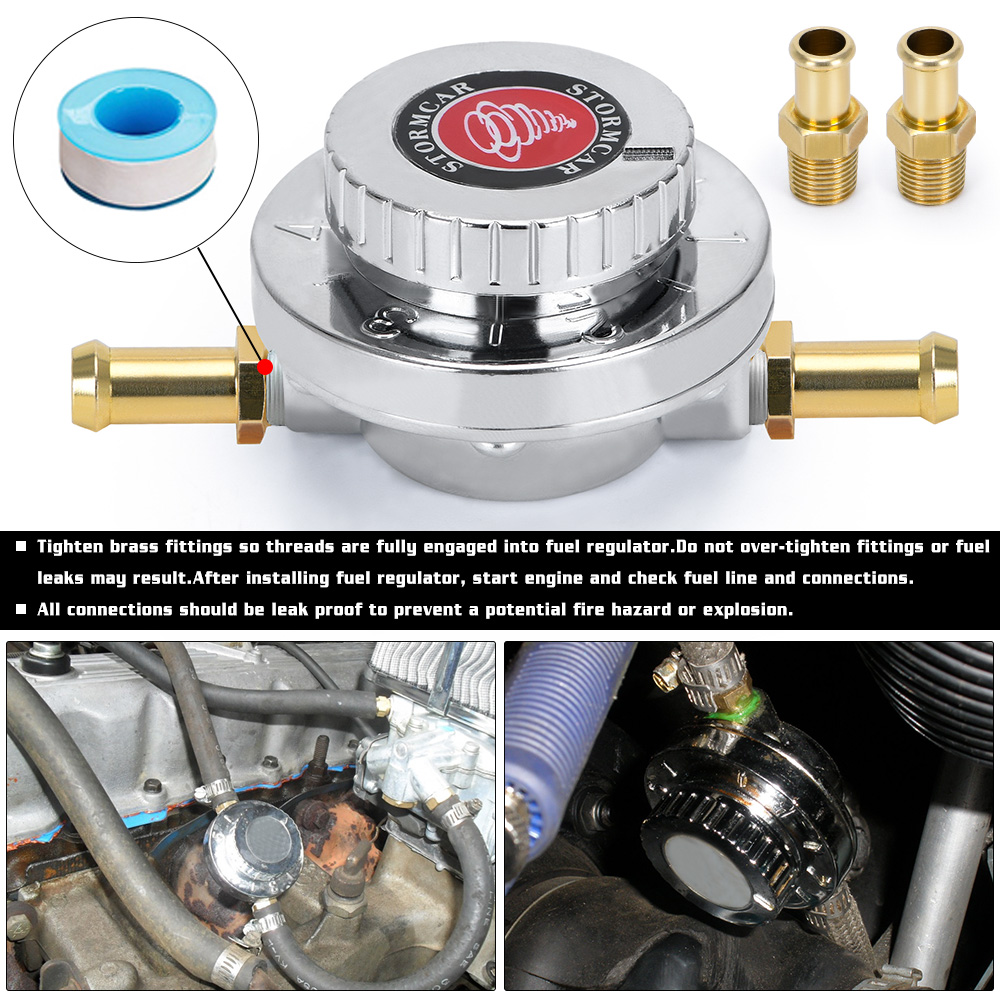 PQY - Universal 1.5 - 5 Psi Manual Adjustable Carburettor Carb Fuel Pump 5/16"8mm 3/8"10mm Fuel Line Pressure Regulator PQY-7871
