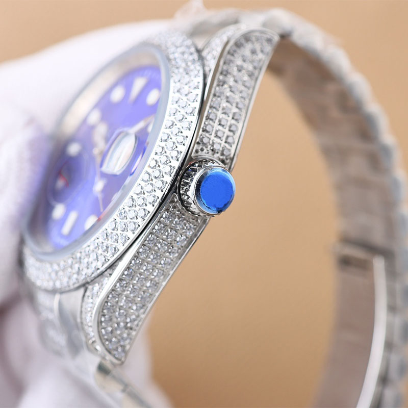 Diamond Watch Orologio da uomo Orologio meccanico completamente automatico Cinturino in acciaio inossidabile con zaffiro Colori multipli disponibili Shinny Wristwat236S