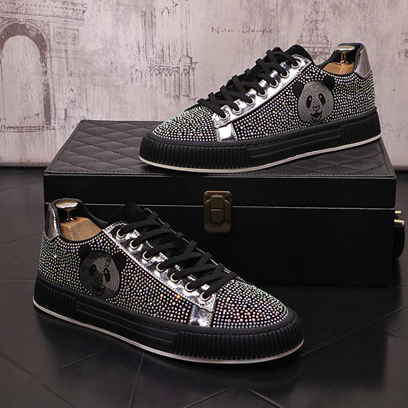 summer Fashion men causal shoes rhinestone Formal business loafers driving Thick bottom rubber anti-slip Footwear 38-43 Network celebrity