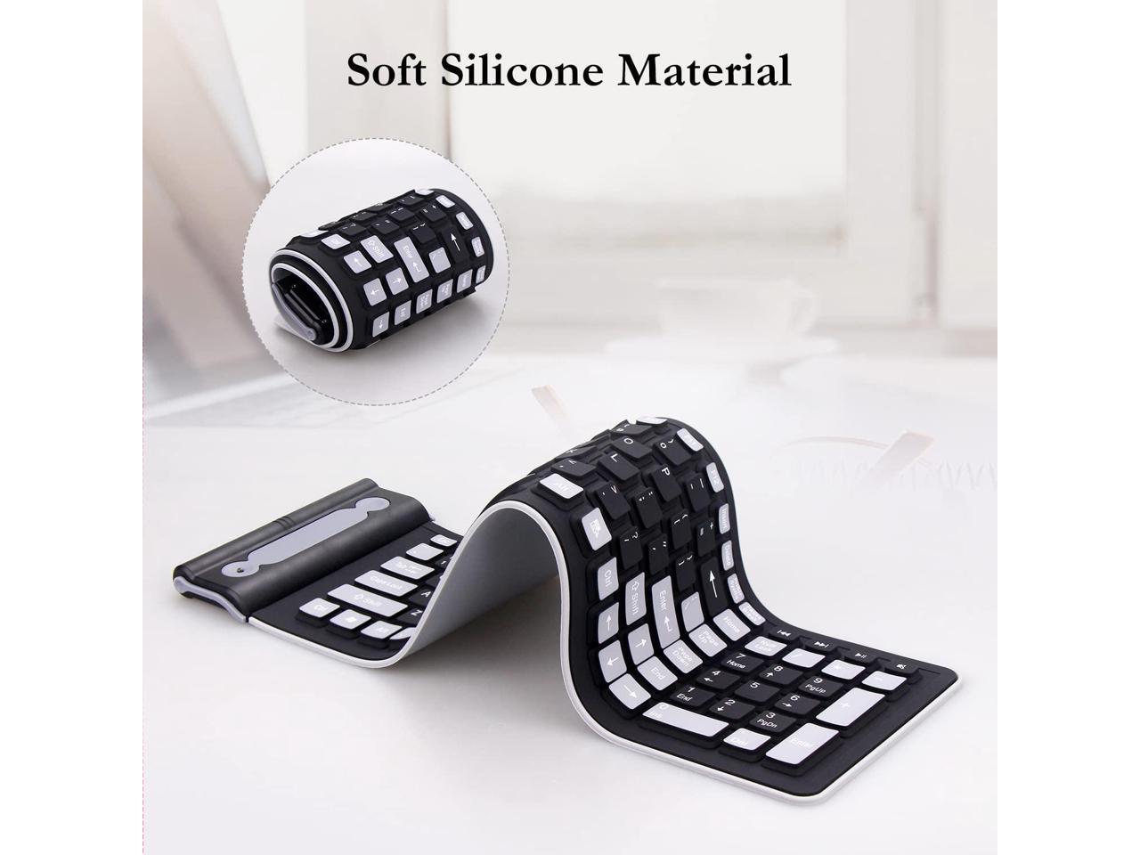 Wireless Silicone Keyboard, 2.4GHz Wireless, Foldable Rollup Keyboard, Waterproof, Dustproof and Lightweight, Perfect for PC, Notebook, Laptop and Travel keypad