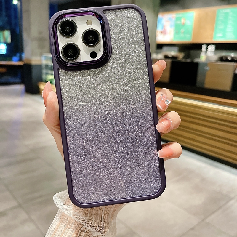 حالات Bling Glitter chromed Stray Acrylic for iPhone 15 14 Plus 13 12 11 Pro Max Plating Metallic Bradient Magnetic Spreadly Pcant Plant Plastic TPU غطاء الهاتف المحمول