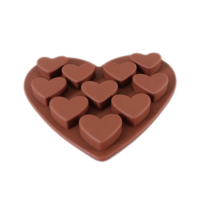 Moule à gâteau en silicone 10 treillis en forme de coeur moule à chocolat cuisson bricolage dh44