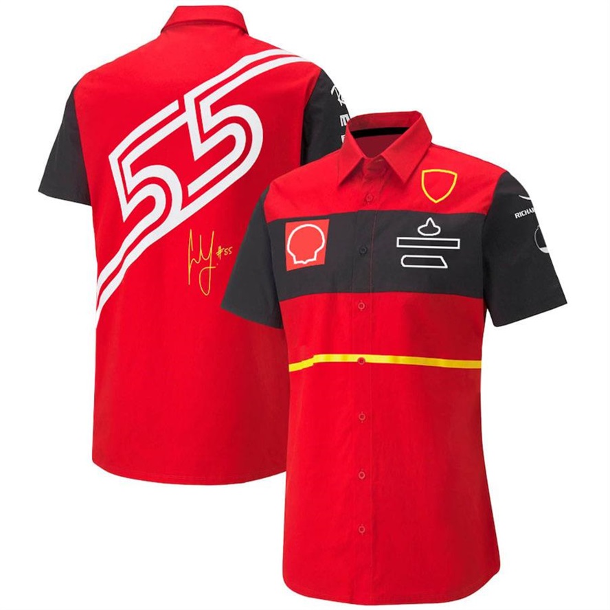 2023 nova camisa f1 fórmula 1 equipe vermelha polo camisas de corrida motorista assinatura camiseta mesmo masculino casual camisa de manga curta camisa personalizada