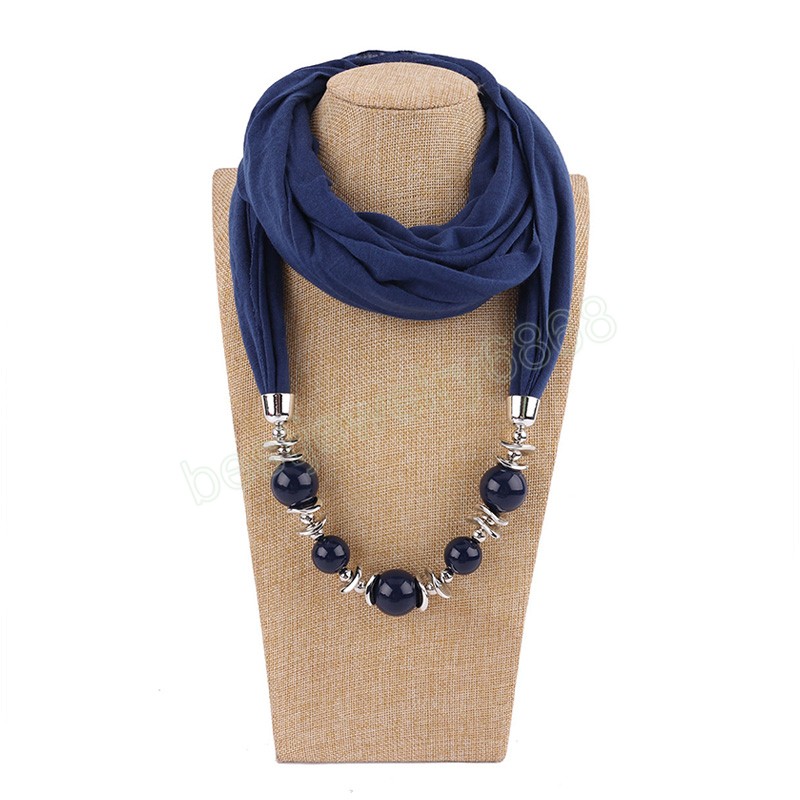 Bijoux solides pendentifs perlés collier écharpe foulards femmes ethnique coton lin musulman Hijab foulards enveloppes Foulard Femme