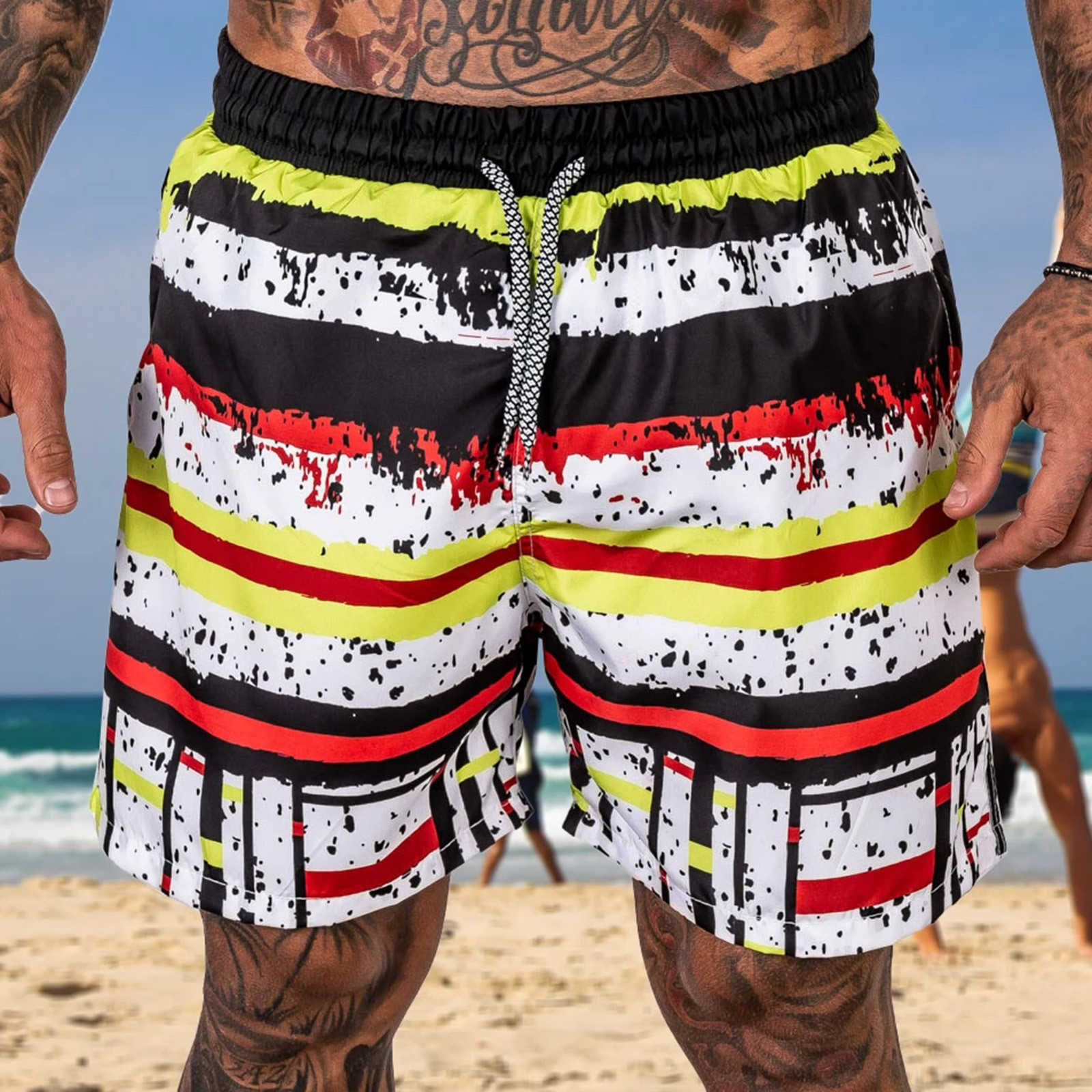 Men's Shorts Mode hommes maillot de bain maillots de bain homme Shorts Surf séchage rapide conseil court mâle imprimé avec doublure en maille natation Short Ropa Hombe W0320