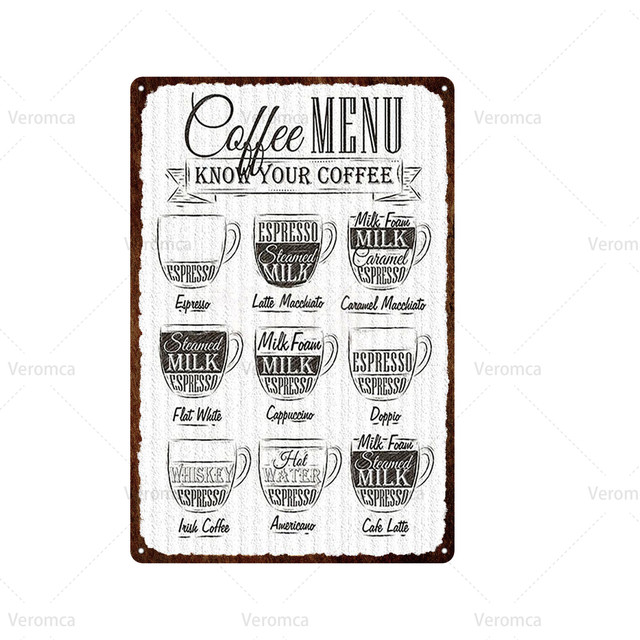 Beer Coffee Vintage Tin Metal Sign Beer Wall Sticker Decorative Plaques Retro Pub Bar Cafe Kitchen Decor Plate Personality Decor 30X20cm W03