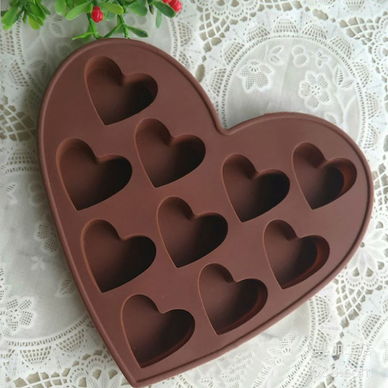 Moule à gâteau en silicone 10 treillis en forme de coeur moule à chocolat cuisson bricolage dh44