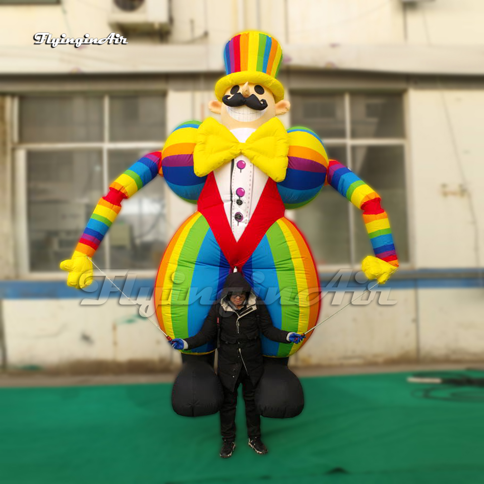 Parade Performance Marche Gonflable Clown Marionnette 3.5 m Mobile Cartoon Figure Blow Up Droll Costume Pour Cirque Show