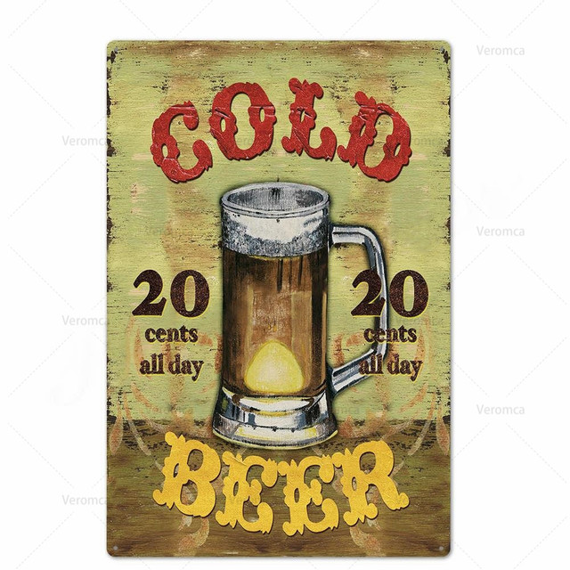 Cartel de pintura de Metal para bebidas y cerveza, placa Vintage para bebidas, Alcohol, cerveza, placa de letrero de estaño, decoración de pared para Bar, Club, hombre, cueva, 30x20cm, W03