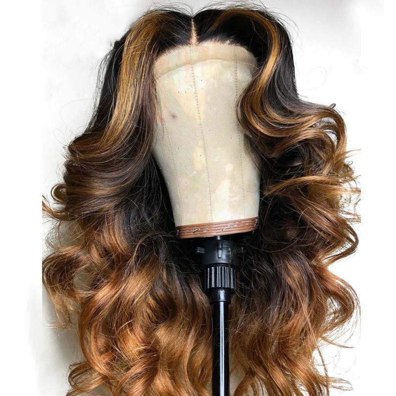 Fasci di capelli umani biondi ombre marrone onda del corpo con clip nell'estensione dei capelli capelli alla rinfusa calda alla moda tessitura 120 g / pacco spedizione gratuita