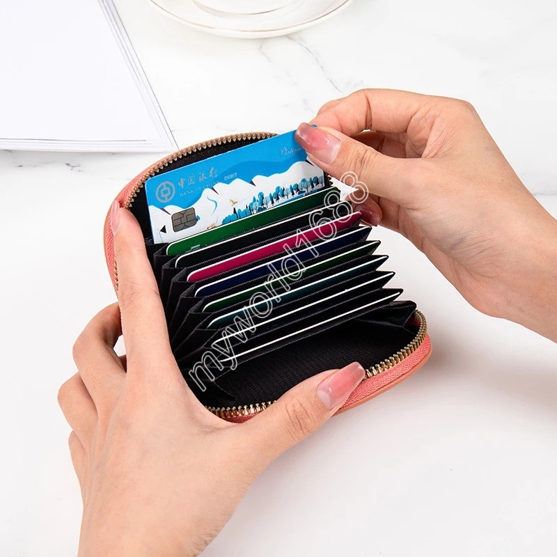 Portafogli PU ID Card Titolari Anti Thief Bank Credit Bus Card Cover Porta biglietti da visita Coin Zipper Pouch Organ Wallets Borse Organizer