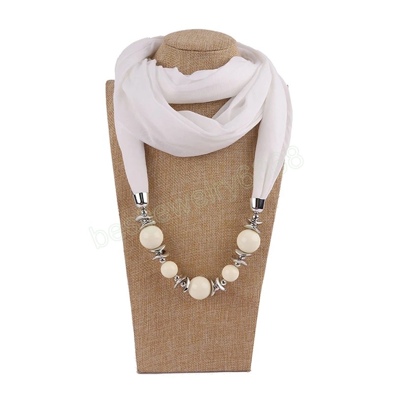 Bijoux solides pendentifs perlés collier écharpe foulards femmes ethnique coton lin musulman Hijab foulards enveloppes Foulard Femme