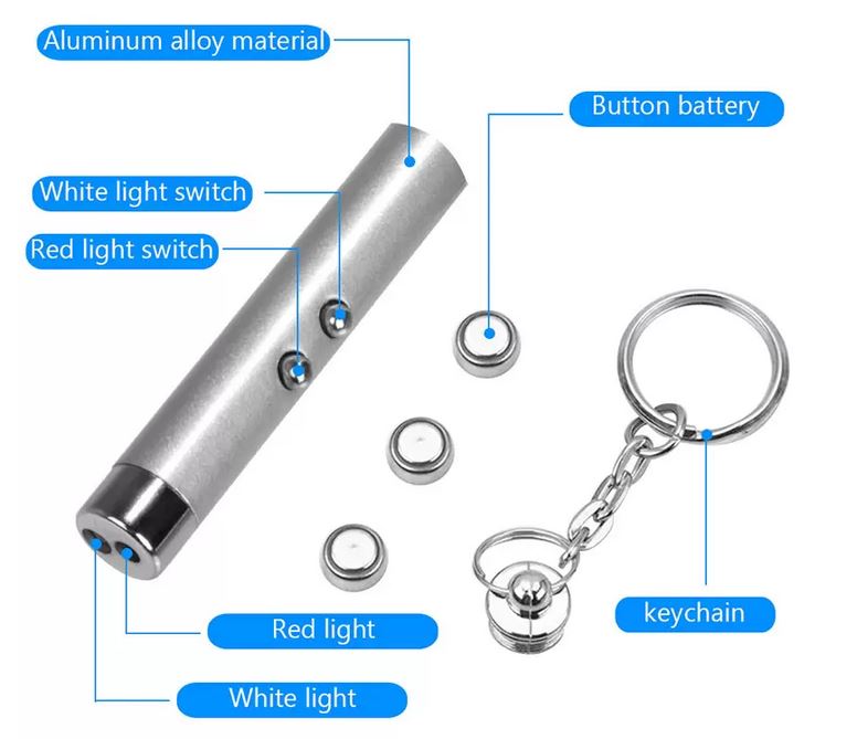 Mini lumière Laser LED 2 en 1, pointeurs Laser, pointeur, porte-clés, lampes de poche, détecteur de torche, 6 couleurs