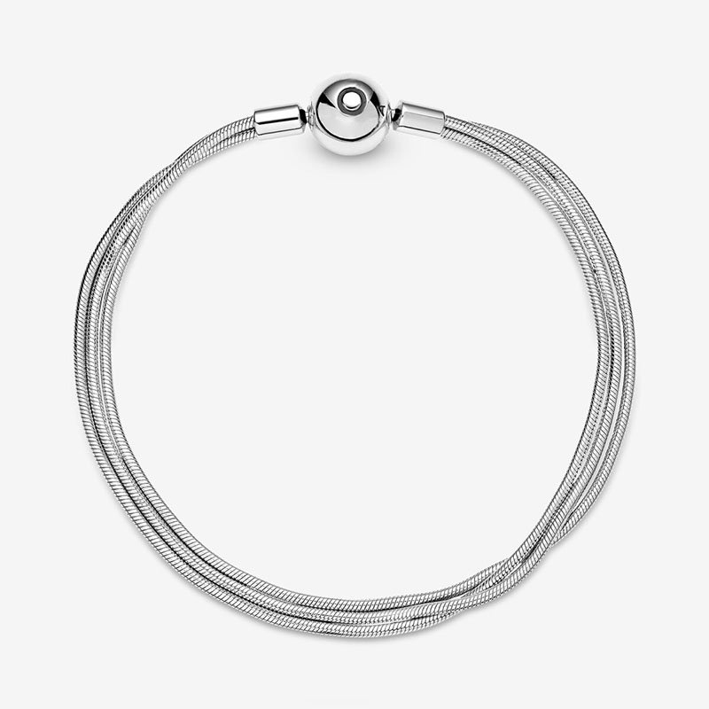 Multi Snake Chain Bracelet for Pandora Authentic Sterling Silver Hand chain For Women designer Jewelry Girlfriend Gift Wedding Bracelets with Original Box Set