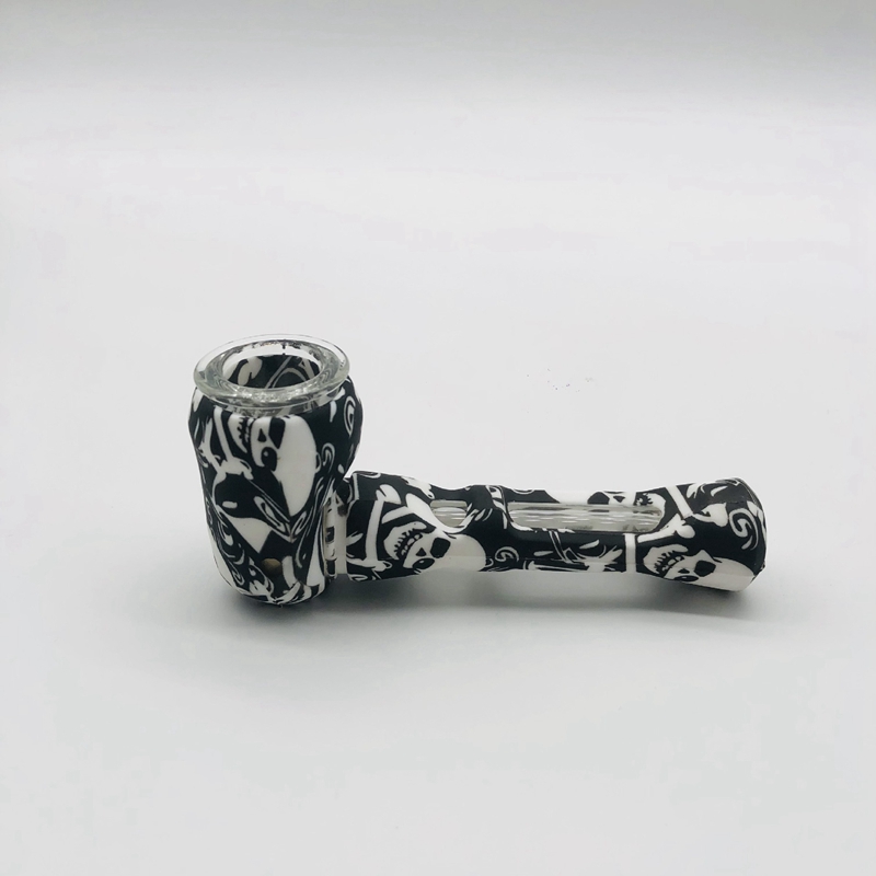 Cool Pattern Coloré Silicone Portable Style Amovible Pipes Herbe Tabac Oil Rigs Verre Multihole Filtre Bol Handpipes Fumer Cigarette Porte-Main Tube