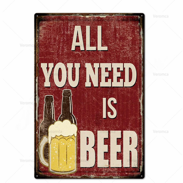 Cartel de pintura de Metal para bebidas y cerveza, placa Vintage para bebidas, Alcohol, cerveza, placa de letrero de estaño, decoración de pared para Bar, Club, hombre, cueva, 30x20cm, W03