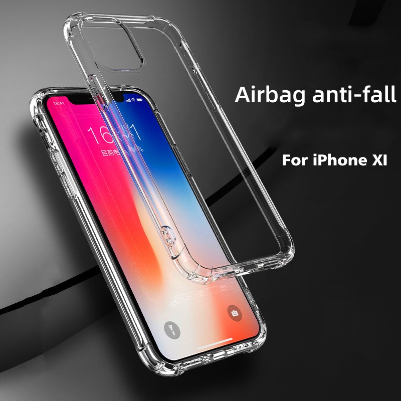 Pour iPhone14promax étui de téléphone portable Airbag étui de téléphone anti-chute Apple 12/13 étui en silicone transparent paquet complet airbag anti-chute ultra-mince matériau TPU