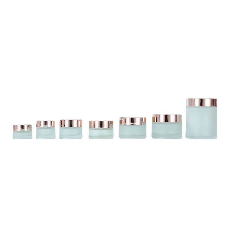 100st Frosted Glass Cream Jar Clear Cosmetic Bottle Lotion Lip Balm Container med Rose Gold Lock 5G 10G 20G 30G 50G 100G Packing Bottles Partiage