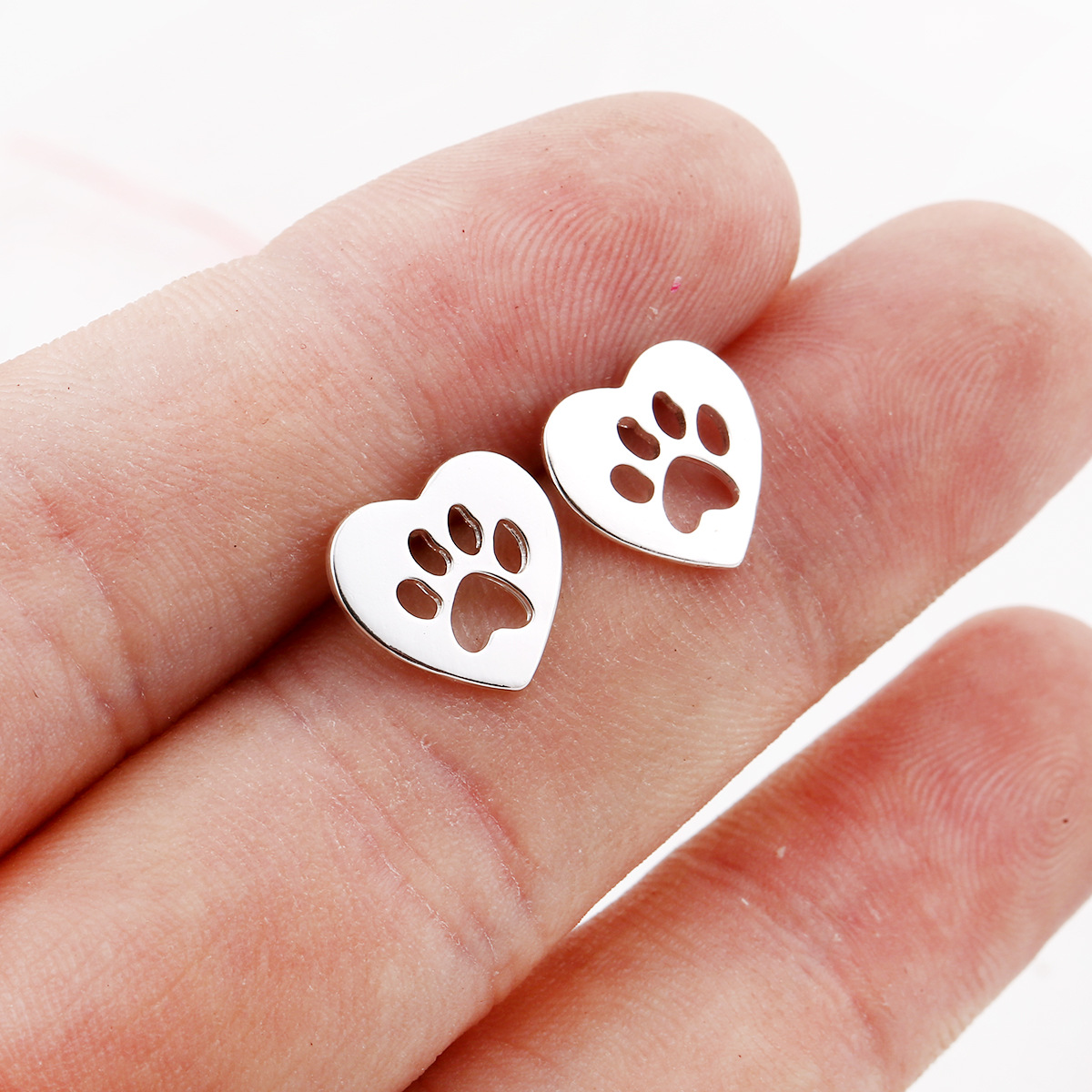 Partihandel rostfritt stål örhänge Animal Paw Print Stud örhängen för kvinnor herr flickor barn smyckesfest gåvor