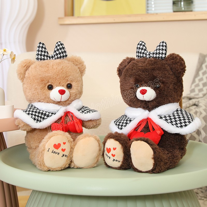 45cm Kawaii Cloak Bow Teddy Bear Plush Toy Stuffed Soft Dressed Up Lovely Bear Pillow Doll Toys for Kids Lovers Valentine Gift