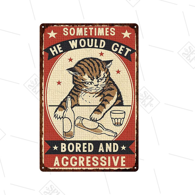 Dier Metalen Bord Grappig Tin Teken Wasbeer Kat En Hond Huis Plaque Pet Shop Doorplate Bar Muurstickers Retro Woondecoratie 30X20cm W03