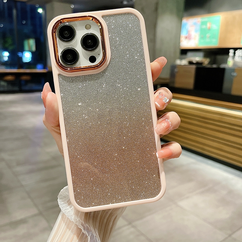 Bling Glitter Chromed Hard Acrylic Cases For Iphone 15 14 Plus 13 12 11 Pro Max Plating Metallic Gradient Magnetic Sparkly Luxury PC Plastic Soft TPU Mobile Phone Cover