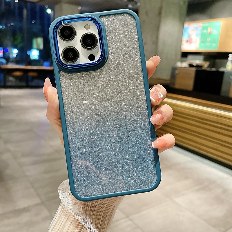 حالات Bling Glitter chromed Stray Acrylic for iPhone 15 14 Plus 13 12 11 Pro Max Plating Metallic Bradient Magnetic Spreadly Pcant Plant Plastic TPU غطاء الهاتف المحمول