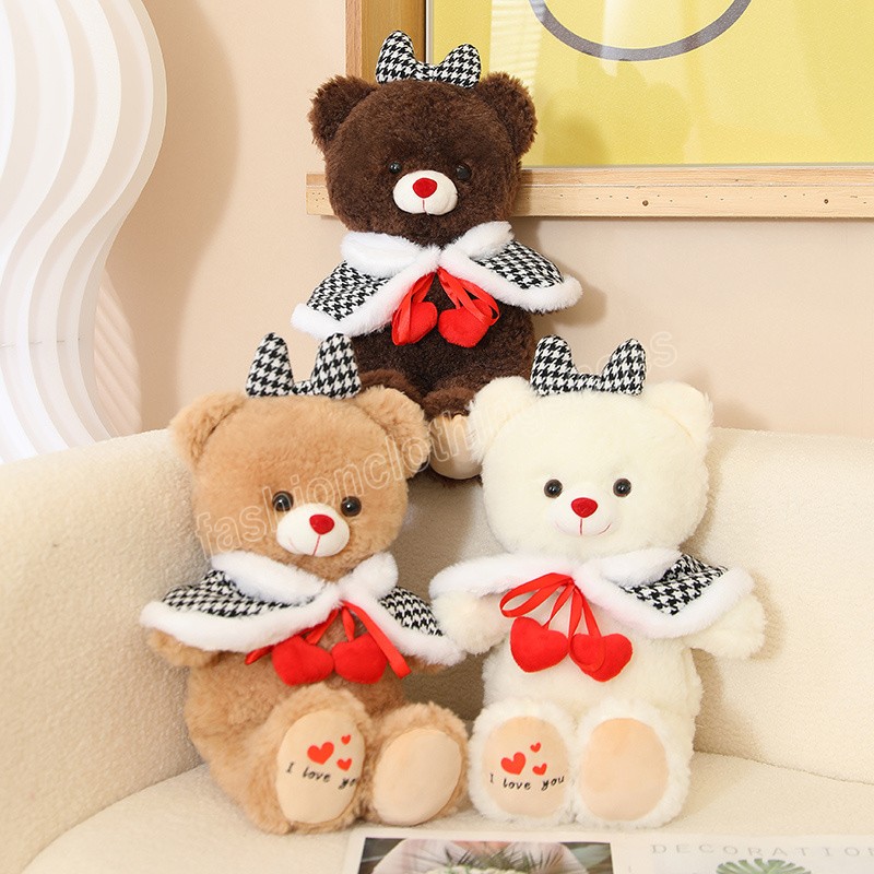 45cm Kawaii Cloak Bow Teddy Bear Plush Toy Stuffed Soft Dressed Up Lovely Bear Pillow Doll Toys for Kids Lovers Valentine Gift