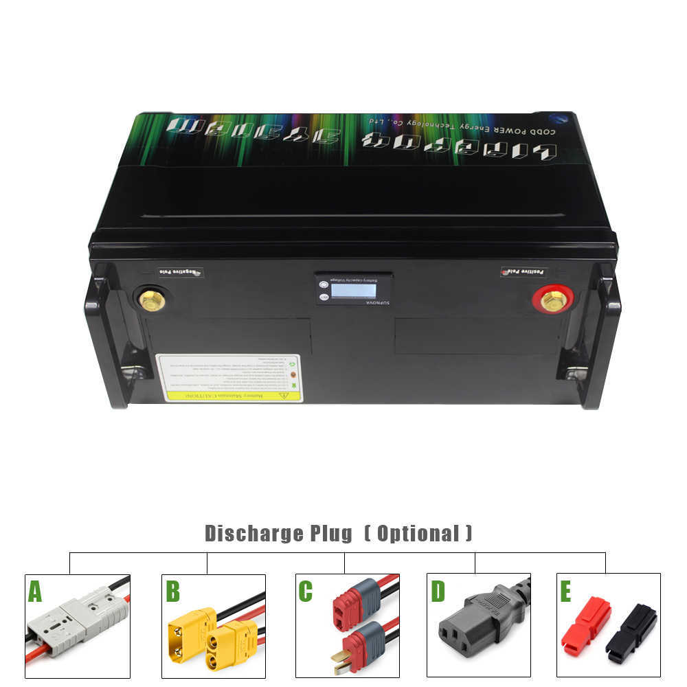 12V 100AH ​​150AH 200AH LIFEPO4 Bateria Bluetooth BMS LCD IP68 RV à prova d'água Forklift Painel solar armazenamento 14.6V Carregador