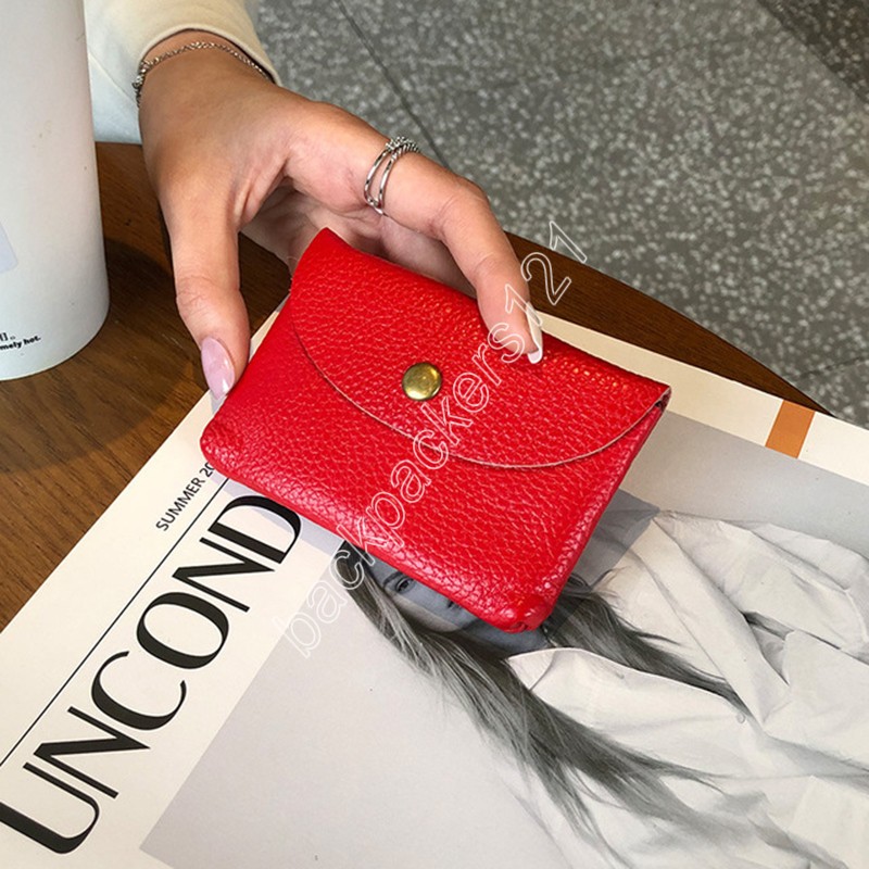 Soft Leather Coin Bags Money Wallet Buckle Pouch Coin Purse Small Portable Credit Bank ID Card Holder Mini Organizer Storage Bag