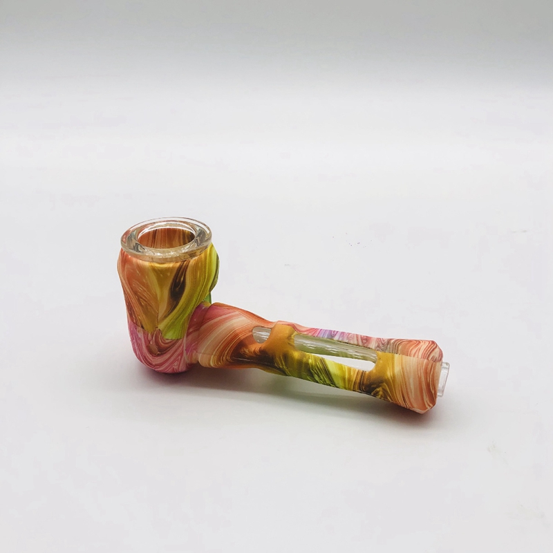 Cool Pattern Coloré Silicone Portable Style Amovible Pipes Herbe Tabac Oil Rigs Verre Multihole Filtre Bol Handpipes Fumer Cigarette Porte-Main Tube