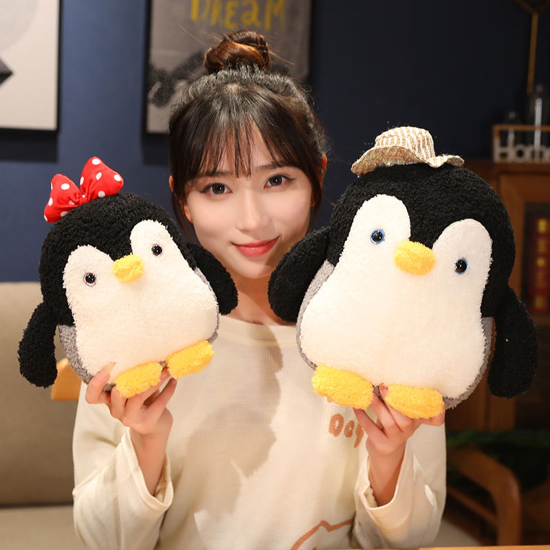 22CM Lovely Penguin Plush Toy Kawai Baby Penguin with Hat Bow Dolls for Children Girls Birthday Gift