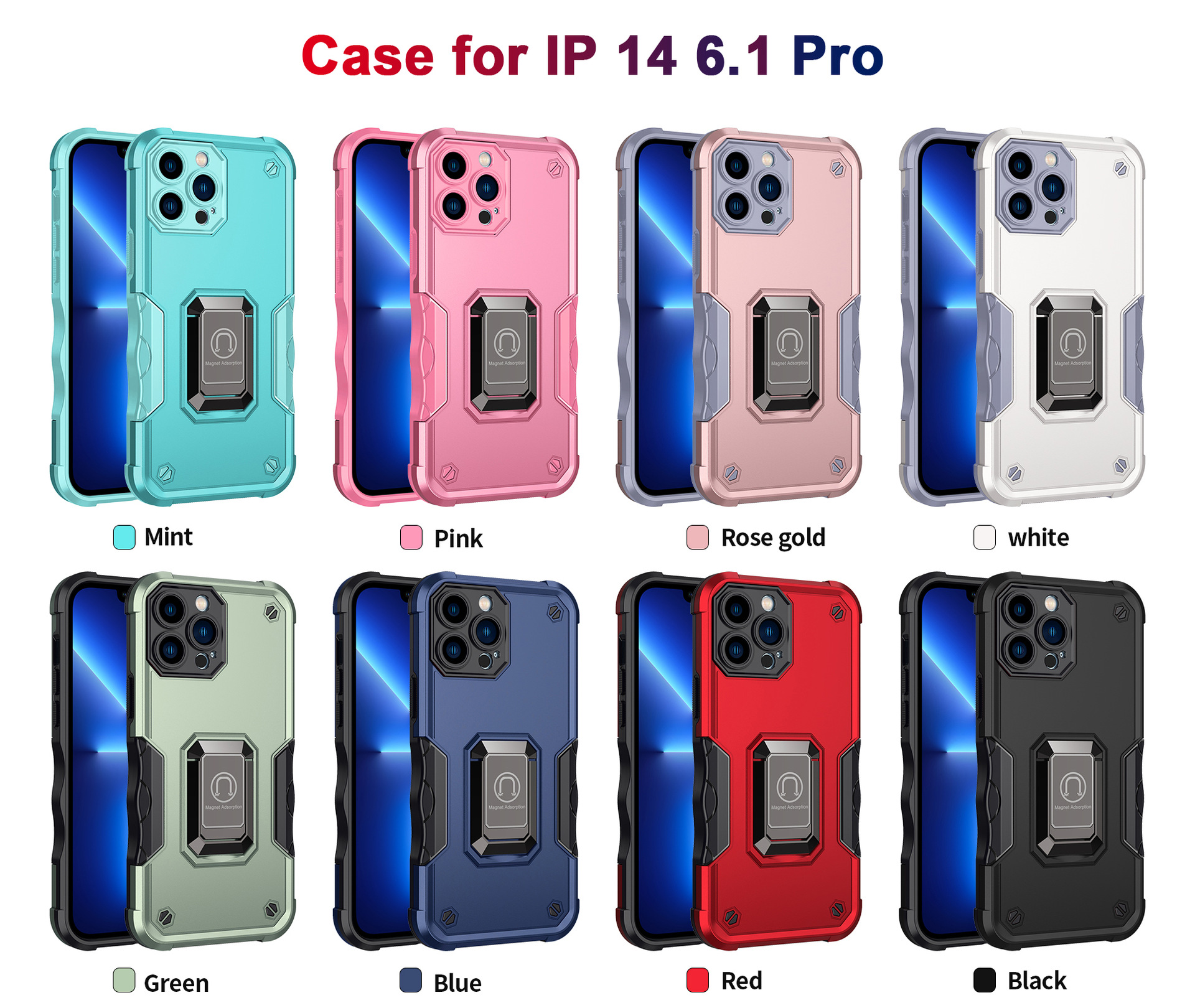 İPhone 15 14 13 12 12 x Xr XS 8 7 Pro Mini Plus Max Fundas Ring Case Cover Armor Koruyucu