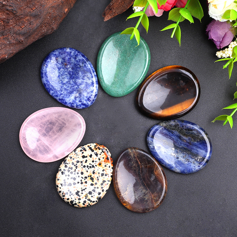 35x45mm Oval Thumb Worry Stone Pocket Palm Gemstone Healing Crystal Chakra Reiki Meditation Treatment Spiritual Minerals Massage