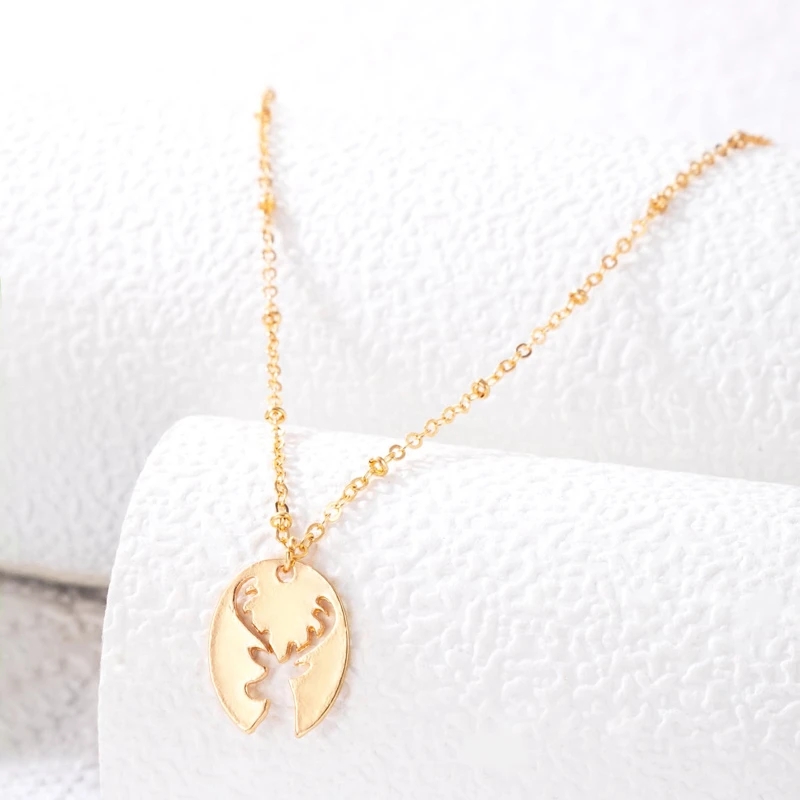 Ins Trendy Deer Pendant Neckalce Simple Gold Color Alloy Chain Choker Party Jewelry for Women Collar