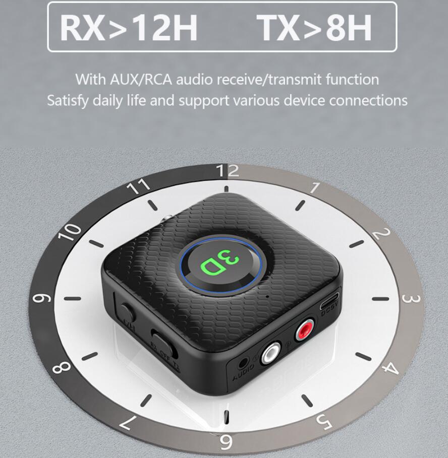 3D FM Broadcast -sändare Bluetooth Stereo Aux 3,5 mm Jack RCA Wireless Audio Adapter Dongle med MIC för TV PC Car -högtalare BT 5.0 Mottagare