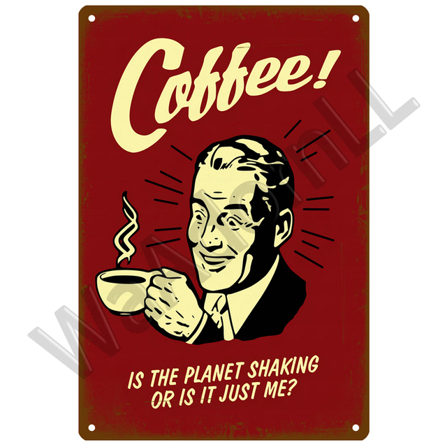 Tin Sign Coffee Retro Poster Vintage Wall Poster Metalen Bord Decoratieve wandplaat Keuken Plaque Metaal Vintage Decor Accessoires 30x20cm W03